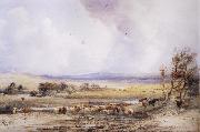 Peter Dewint View on the Lowther,with Cattle in the Water oil